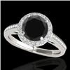 Image 1 : 1.3 CTW Certified VS Black Diamond Solitaire Halo Ring 10K White & Rose Gold - REF-64W9F - 34339