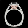 Image 2 : 1.3 CTW Certified VS Black Diamond Solitaire Halo Ring 10K White & Rose Gold - REF-64W9F - 34339