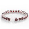 Image 4 : 35 CTW Garnet & Micro VS/SI Diamond Halo Designer Bracelet 14K White Gold - REF-134Y2K - 23309
