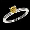 Image 2 : 0.55 CTW Certified Intense Yellow SI Diamond Solitaire Engagement Ring 10K White Gold - REF-58X2T - 