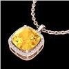 Image 1 : 6 CTW Citrine & Micro Pave Halo VS/SI Diamond Necklace Solitaire 14K Rose Gold - REF-50W9F - 23077