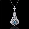 Image 1 : 1.75 CTW Fancy Intense Blue Diamond Solitaire Art Deco Necklace 18K White Gold - REF-218Y2K - 37614