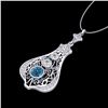 Image 2 : 1.75 CTW Fancy Intense Blue Diamond Solitaire Art Deco Necklace 18K White Gold - REF-218Y2K - 37614