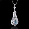 Image 4 : 1.75 CTW Fancy Intense Blue Diamond Solitaire Art Deco Necklace 18K White Gold - REF-218Y2K - 37614