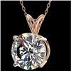 Image 2 : 2.53 CTW Certified H-SI/I Quality Diamond Solitaire Necklace 10K Rose Gold - REF-870W2F - 36819