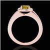 Image 2 : 1.25 CTW Certified Si/I Fancy Intense Yellow Diamond Solitaire Halo Ring 10K Rose Gold - REF-161H8A 