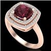 Image 2 : 2.27 CTW Garnet & Micro VS/SI Diamond Pave Halo Ring 14K Rose Gold - REF-55T3M - 20761