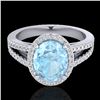 Image 1 : 3 CTW Aquamarine & Micro VS/SI Diamond Halo Solitaire Ring 18K White Gold - REF-85Y5K - 20930