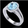 Image 2 : 3 CTW Aquamarine & Micro VS/SI Diamond Halo Solitaire Ring 18K White Gold - REF-85Y5K - 20930