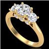 Image 1 : 1.5 CTW VS/SI Diamond Solitaire Art Deco 3 Stone Ring 18K Yellow Gold - REF-272Y8K - 37315