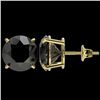 Image 2 : 5 CTW Fancy Black VS Diamond Solitaire Stud Earrings 10K Yellow Gold - REF-97F2N - 33147