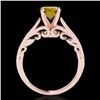 Image 2 : 1.25 CTW Certified Si/I Fancy Intense Yellow Diamond Solitaire Ring 10K Rose Gold - REF-254H5A - 351