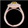 Image 2 : 2.25 CTW Certified Si/I Fancy Intense Yellow Diamond Solitaire Halo Ring 10K Rose Gold - REF-218A2X 