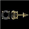 Image 2 : 3.70 CTW Fancy Black VS Diamond Solitaire Stud Earrings 10K Yellow Gold - REF-74X5T - 36705