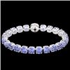 Image 2 : 40 CTW Tanzanite & Micro Pave VS/SI Diamond Halo Bracelet 14K White Gold - REF-548W2F - 23324
