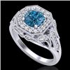 Image 1 : 1.75 CTW Fancy Intense Blue Diamond Solitaire Art Deco Ring 18K White Gold - REF-236X4T - 38279