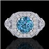 Image 2 : 1.75 CTW Fancy Intense Blue Diamond Solitaire Art Deco Ring 18K White Gold - REF-236X4T - 38279