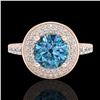 Image 2 : 1.7 CTW Intense Blue Diamond Solitaire Engagement Art Deco Ring 18K Rose Gold - REF-254T5M - 38126