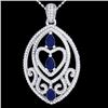 Image 1 : 3.50 CTW Sapphire & Micro VS/SI Diamond Heart Necklace Designer 18K White Gold - REF-218W2F - 21294