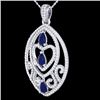 Image 2 : 3.50 CTW Sapphire & Micro VS/SI Diamond Heart Necklace Designer 18K White Gold - REF-218W2F - 21294