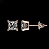 Image 2 : 1 CTW Certified VS/SI Quality Princess Diamond Stud Earrings 10K Rose Gold - REF-147A2X - 33064