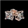 Image 4 : 1 CTW Certified VS/SI Quality Princess Diamond Stud Earrings 10K Rose Gold - REF-147A2X - 33064