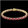 Image 2 : 29 CTW Ruby Eternity Designer Inspired Tennis Bracelet 14K Yellow Gold - REF-180T2M - 23394
