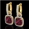 Image 1 : 7 CTW Garnet & Micro Pave VS/SI Diamond Earrings 18K Yellow Gold - REF-100N8Y - 22965
