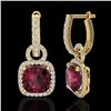Image 2 : 7 CTW Garnet & Micro Pave VS/SI Diamond Earrings 18K Yellow Gold - REF-100N8Y - 22965