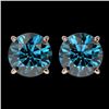 Image 1 : 2.56 CTW Certified Intense Blue SI Diamond Solitaire Stud Earrings 10K Rose Gold - REF-315M2H - 3668