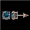 Image 2 : 2.56 CTW Certified Intense Blue SI Diamond Solitaire Stud Earrings 10K Rose Gold - REF-315M2H - 3668