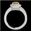 Image 2 : 2 CTW Certified Si/I Fancy Intense Yellow Diamond Solitaire Halo Ring 10K White Gold - REF-355T5M - 