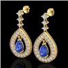 Image 1 : 2.25 CTW Tanzanite & Micro Pave VS/SI Diamond Earrings Designer 14K Yellow Gold - REF-109T3M - 23159