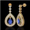 Image 2 : 2.25 CTW Tanzanite & Micro Pave VS/SI Diamond Earrings Designer 14K Yellow Gold - REF-109T3M - 23159