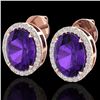 Image 1 : 5.50 CTW Amethyst & Micro VS/SI Diamond Halo Earrings 14K Rose Gold - REF-54W8F - 20236