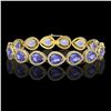 Image 1 : 21.06 CTW Tanzanite & Diamond Halo Bracelet 10K Yellow Gold - REF-532W4F - 41245