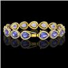 Image 2 : 21.06 CTW Tanzanite & Diamond Halo Bracelet 10K Yellow Gold - REF-532W4F - 41245