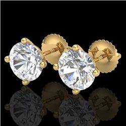 3.01 CTW VS/SI Diamond Solitaire Art Deco Stud Earrings 18K Yellow Gold - REF-927M3H - 37312