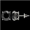 Image 2 : 4.19 CTW Fancy Black VS Diamond Solitaire Stud Earrings 10K White Gold - REF-82A6X - 36711