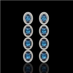 6.28 CTW London Topaz & Diamond Halo Earrings 10K White Gold - REF-104F5N - 40538