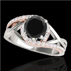 1.3 CTW Certified VS Black Diamond Bypass Solitaire Ring 10K White & Rose Gold - REF-69T5M - 35082