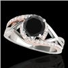 Image 1 : 1.3 CTW Certified VS Black Diamond Bypass Solitaire Ring 10K White & Rose Gold - REF-69T5M - 35082