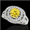 Image 1 : 1.75 CTW Certified Si/I Fancy Intense Yellow Diamond Solitaire Halo Ring 10K White Gold - REF-200W2F