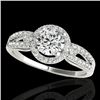 Image 1 : 1.25 CTW H-SI/I Certified Diamond Solitaire Halo Ring 10K White Gold - REF-161W8F - 34087