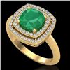 Image 2 : 2.52 CTW Emerald & Micro VS/SI Diamond Pave Halo Ring 18K Yellow Gold - REF-74K5W - 20760