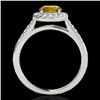 Image 2 : 2 CTW Certified Si/I Fancy Intense Yellow Diamond Solitaire Halo Ring 10K White Gold - REF-309T3M - 