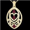 Image 1 : 3.50 CTW Ruby & Micro Pave VS/SI Diamond Heart Necklace 18K Yellow Gold - REF-218H2A - 21293