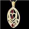 Image 2 : 3.50 CTW Ruby & Micro Pave VS/SI Diamond Heart Necklace 18K Yellow Gold - REF-218H2A - 21293