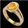 Image 2 : 3 CTW Citrine & Micro VS/SI Diamond Halo Solitaire Ring 18K Yellow Gold - REF-70W9F - 20937