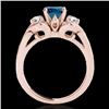 Image 2 : 1.7 CTW Si Certified Fancy Blue Diamond 3 Stone Solitaire Ring 10K Rose Gold - REF-218X2T - 35346